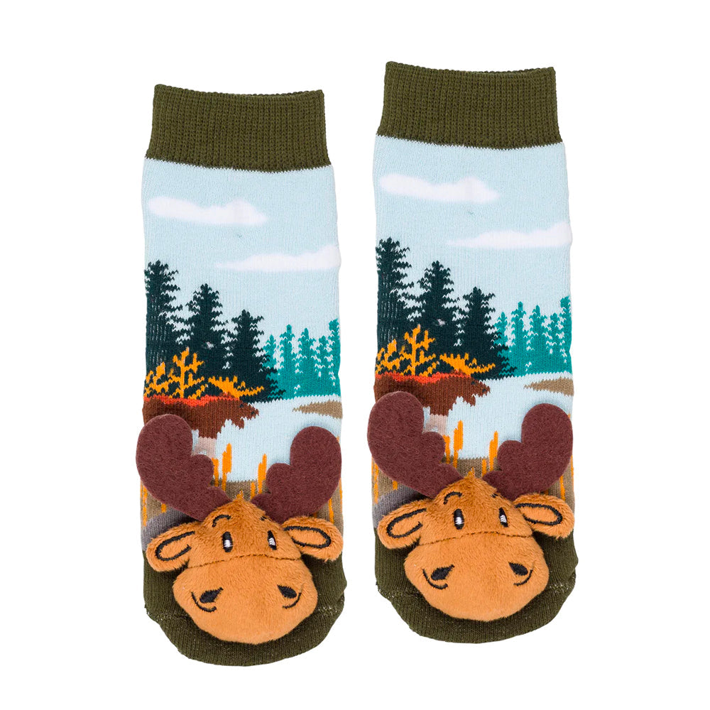 Messy Moose Socks, Meadow Moose, 6 Pack Messy Moose Socks Moose Slipper Socks