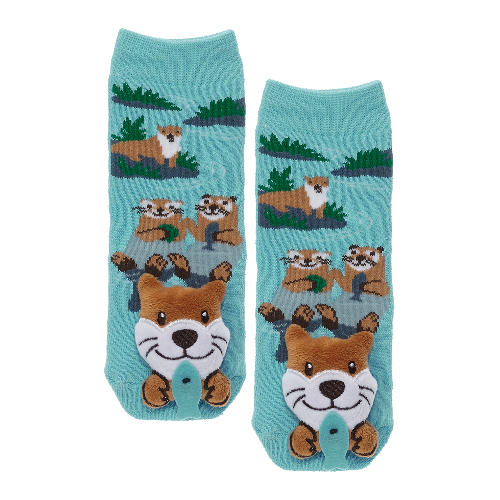 Messy Moose Socks, Otter, 6 Pack Baby Blue Messy Moose Socks Slipper Socks