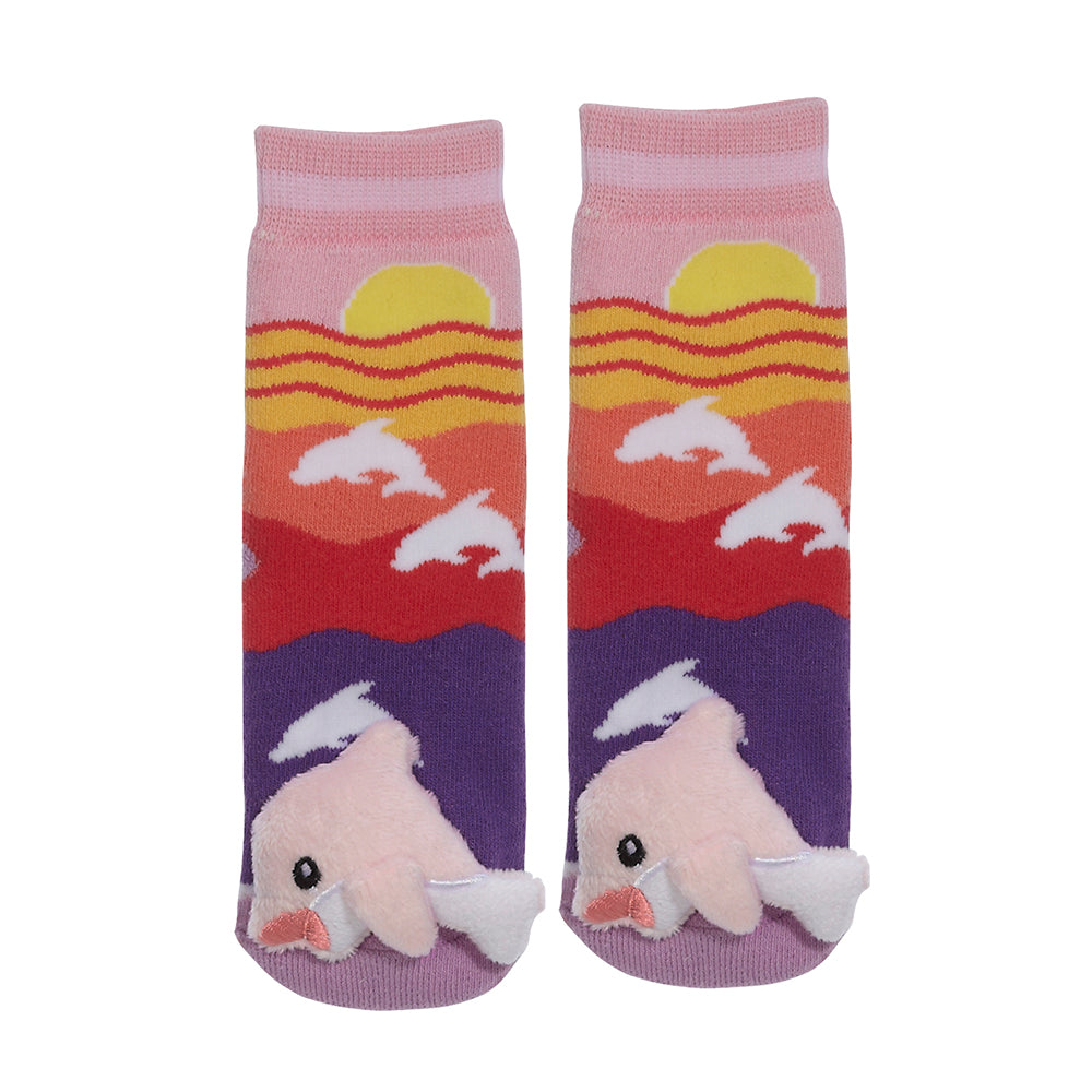 Messy Moose Socks, Pink Dolphin, 6 Pack Baby Pink Messy Moose Socks Slipper Socks