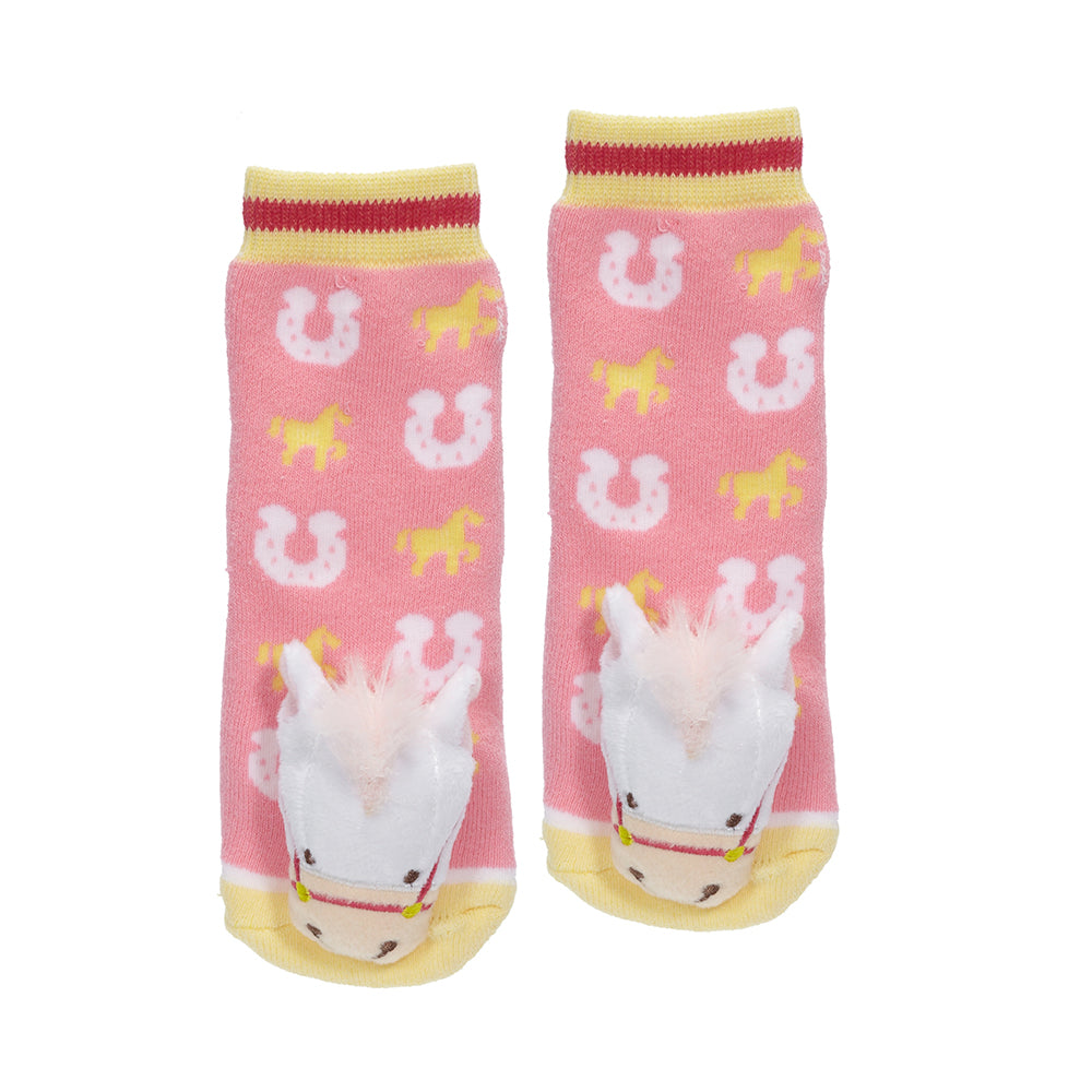 Messy Moose Socks, Pink Horse, 6 Pack Baby Pink Messy Moose Socks Slipper Socks