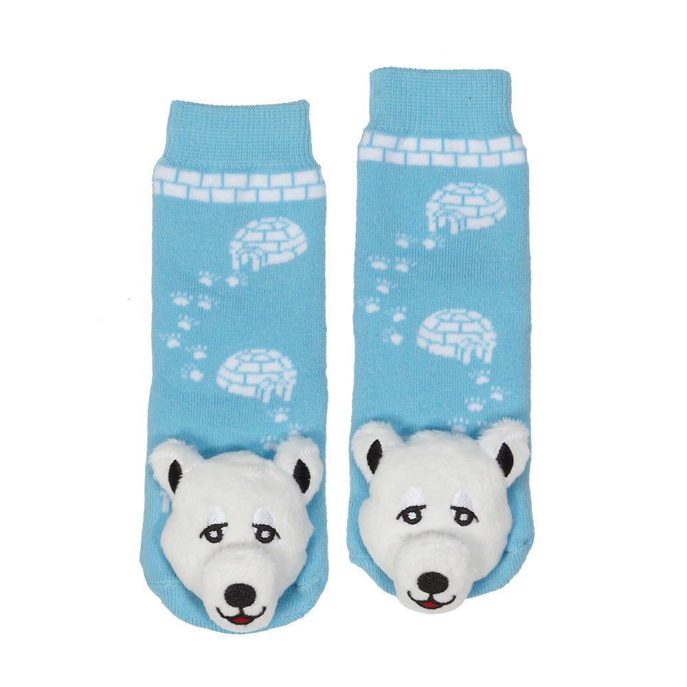 Messy Moose Socks, Polar Bear, 6 Pack Baby Light Blue Messy Moose Socks Slipper Socks