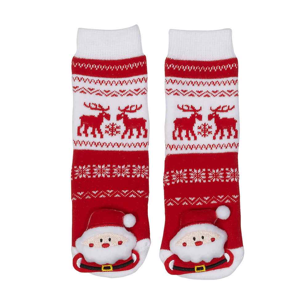 Messy Moose Socks, Santa Claus, 6 Pack Baby Red Messy Moose Socks Slipper Socks