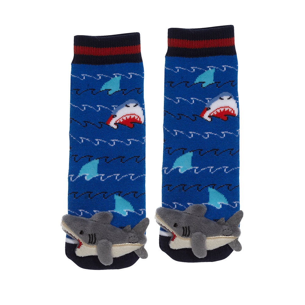 Messy Moose Socks, Shark, 6 Pack Baby Blue Messy Moose Socks Slipper Socks