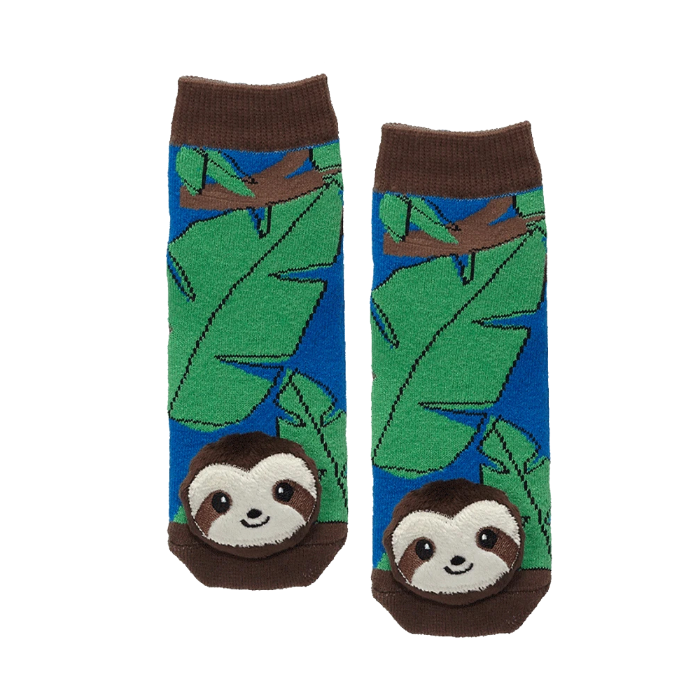 Messy Moose Socks, Sloth, 6 Pack Baby Blue Messy Moose Socks Slipper Socks