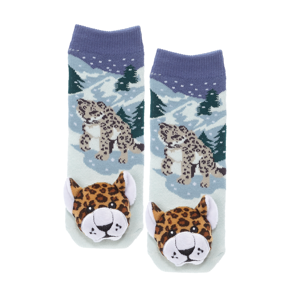 Messy Moose Socks, Snow Leopard, 6 Pack Baby Blue Messy Moose Socks Slipper Socks