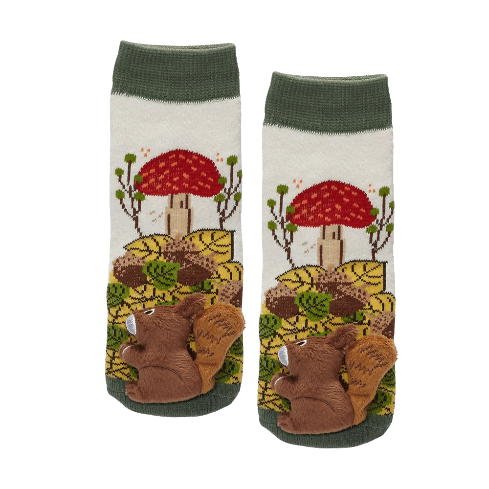 Messy Moose Socks, Squirrel, 6 Pack Baby Beige Messy Moose Socks Slipper Socks