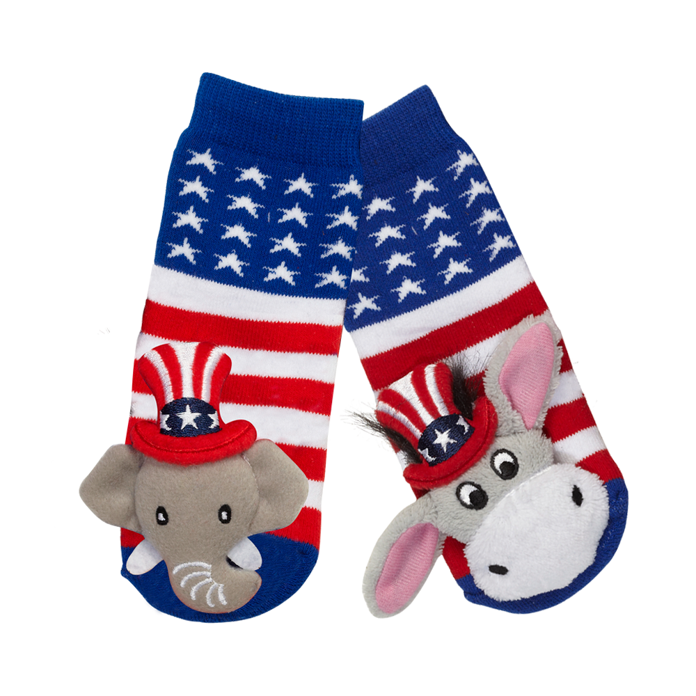 Messy Moose Socks, Stars & Stripes Mismatch, 6 Pack Baby Multi Messy Moose Socks Slipper Socks