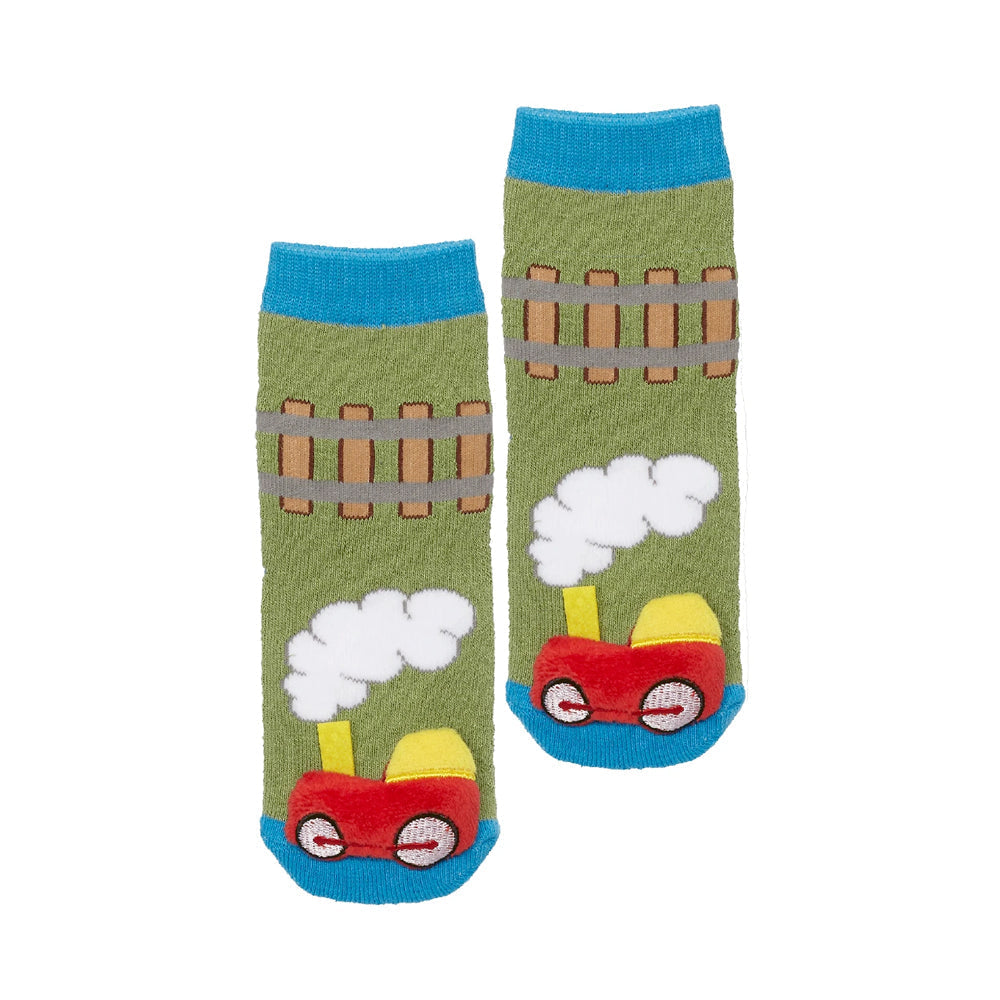 Messy Moose Socks, Train, 6 Pack Baby Green Messy Moose Socks Slipper Socks