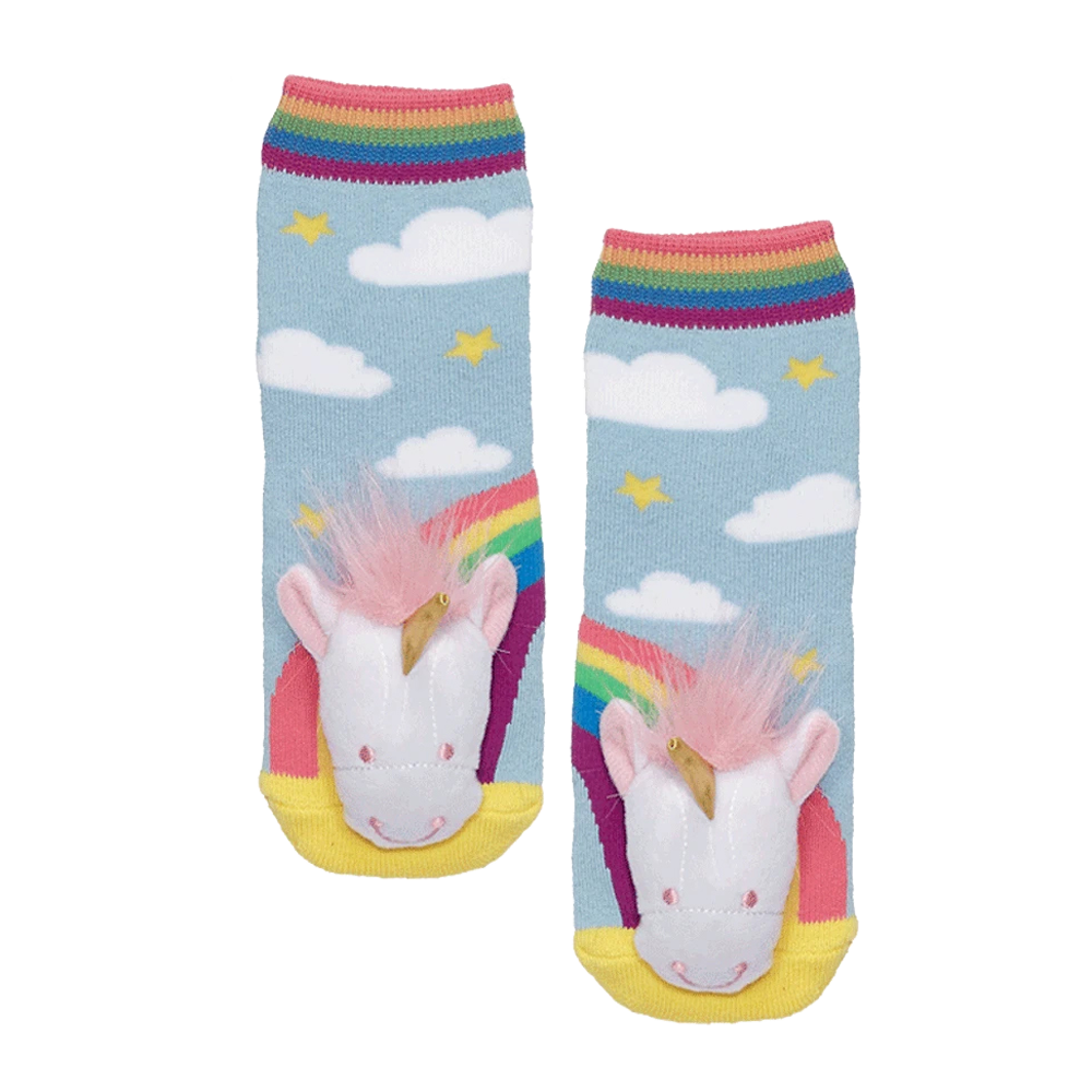 Messy Moose Socks, Unicorn, 6 Pack Baby Light Blue Messy Moose Socks Slipper Socks
