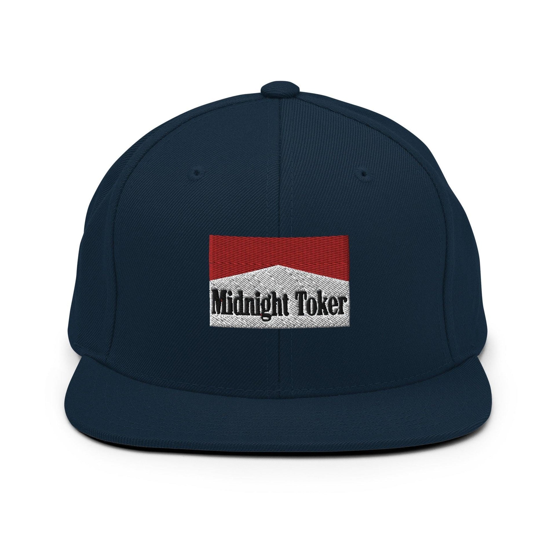 Midnight Toker Bill Brim Snapback Hat Dark Navy Capital Crowns Funny Snapback Hats