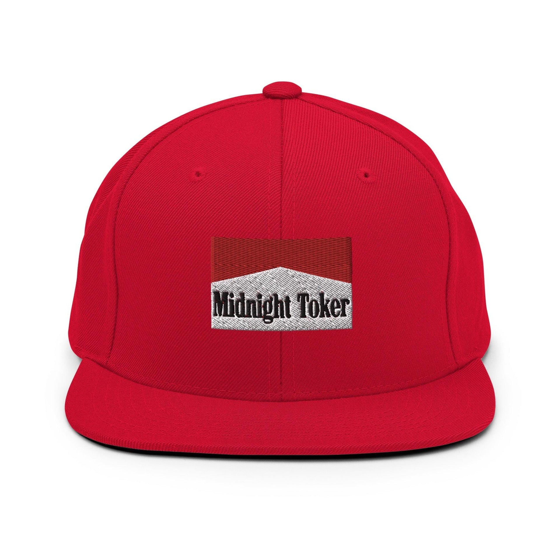 Midnight Toker Bill Brim Snapback Hat Red Capital Crowns Funny Snapback Hats