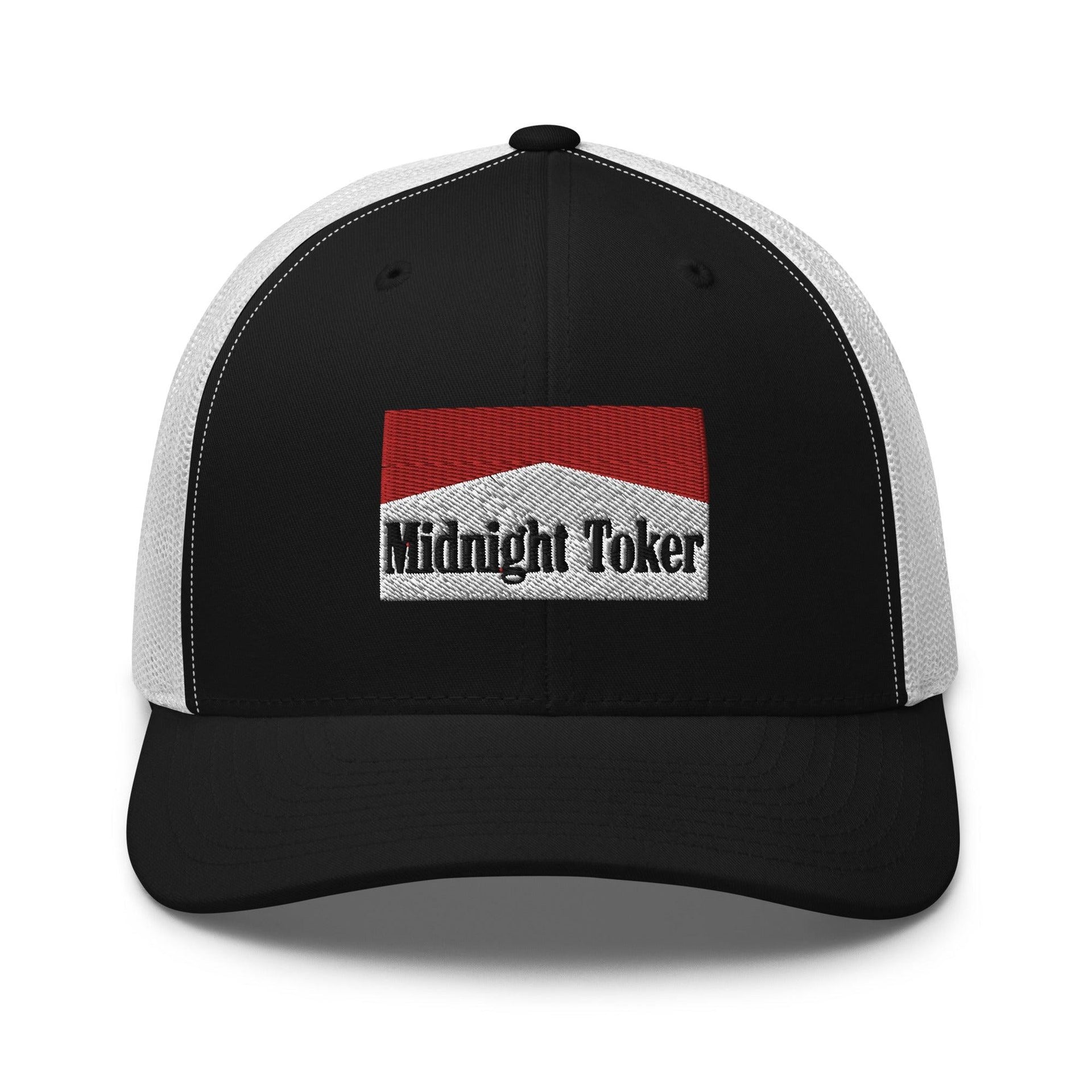 Midnight Toker Retro Trucker Hat Black White Capital Crowns Funny Trucker Hats