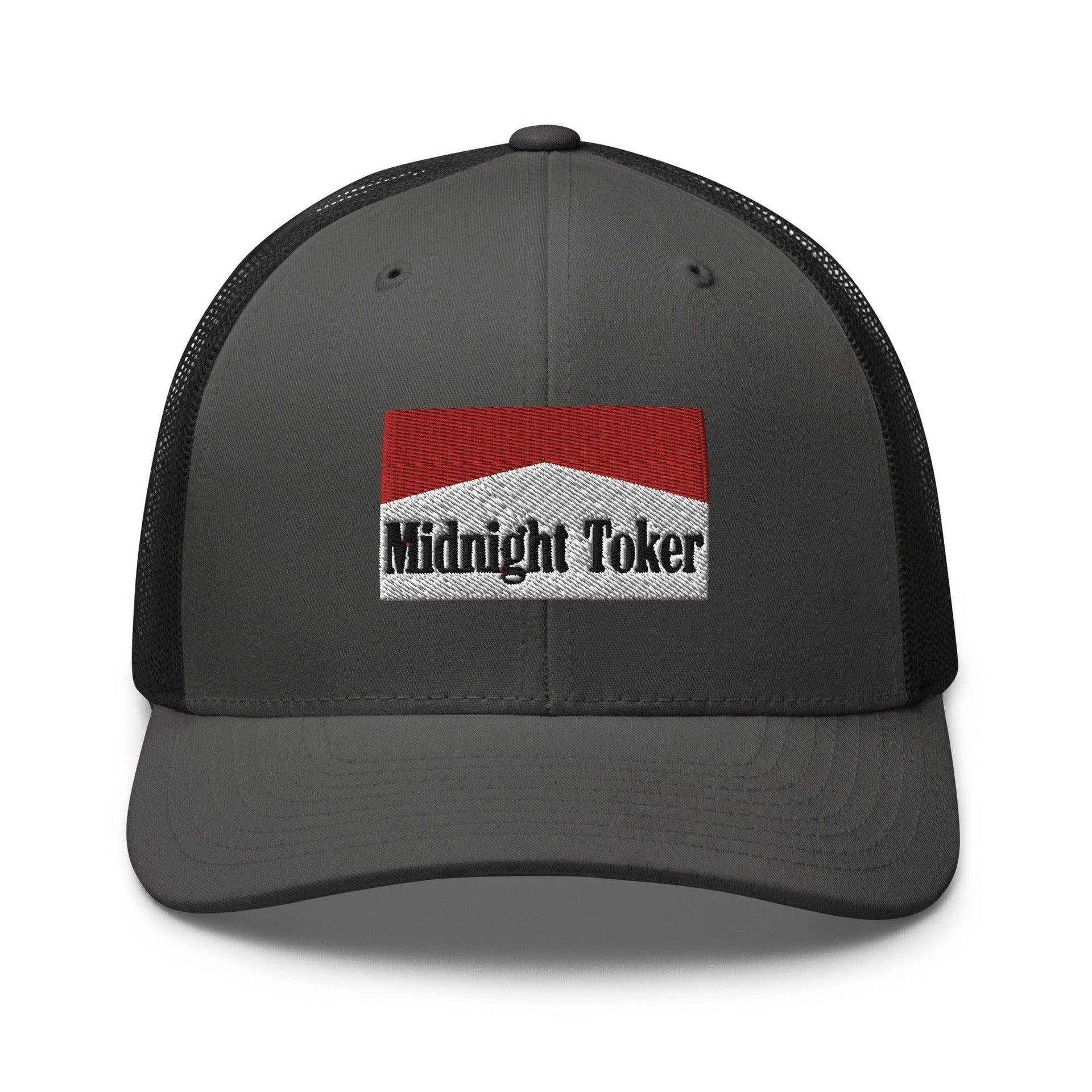 Midnight Toker Retro Trucker Hat Charcoal Black Capital Crowns Funny Trucker Hats