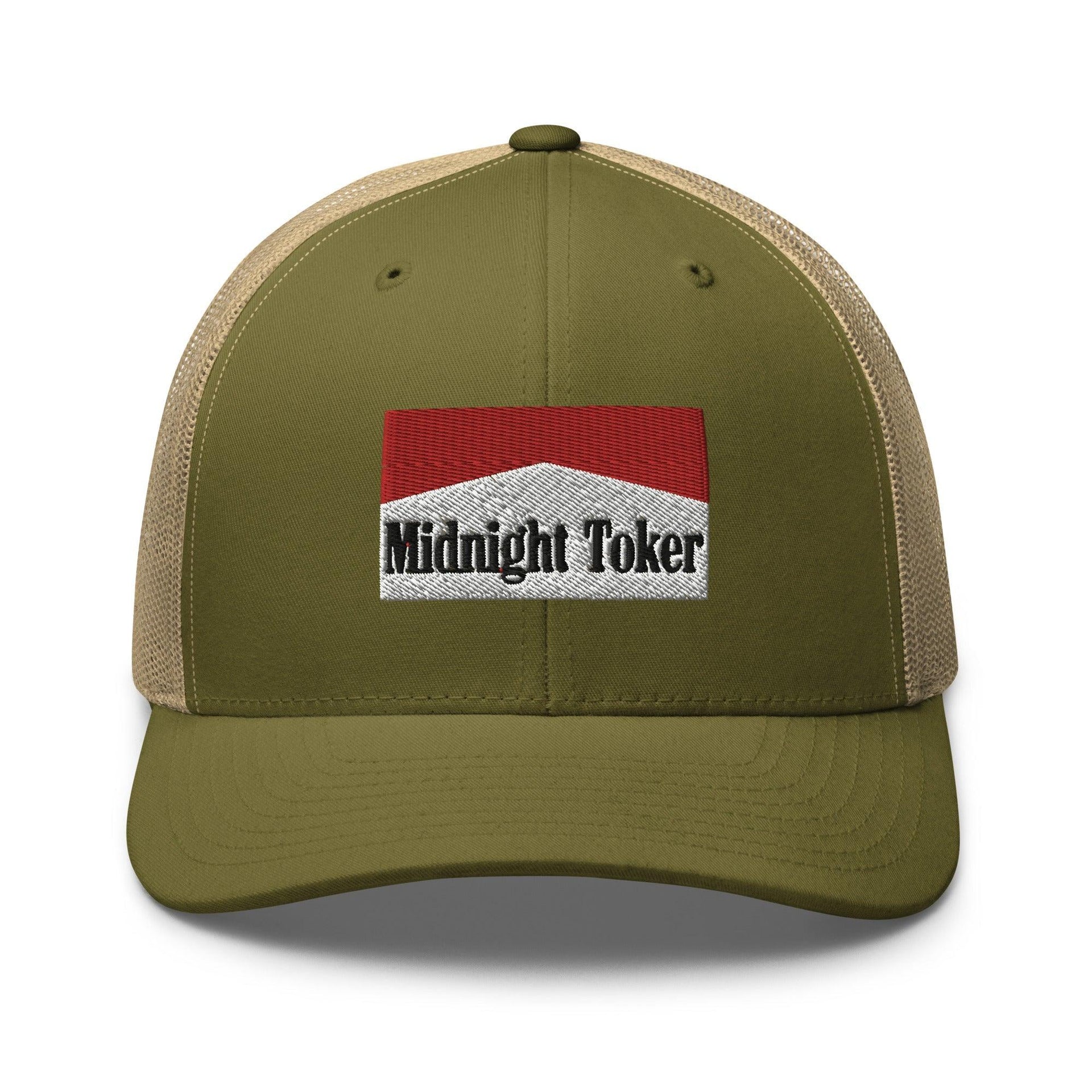 Midnight Toker Retro Trucker Hat Moss Khaki Capital Crowns Funny Trucker Hats