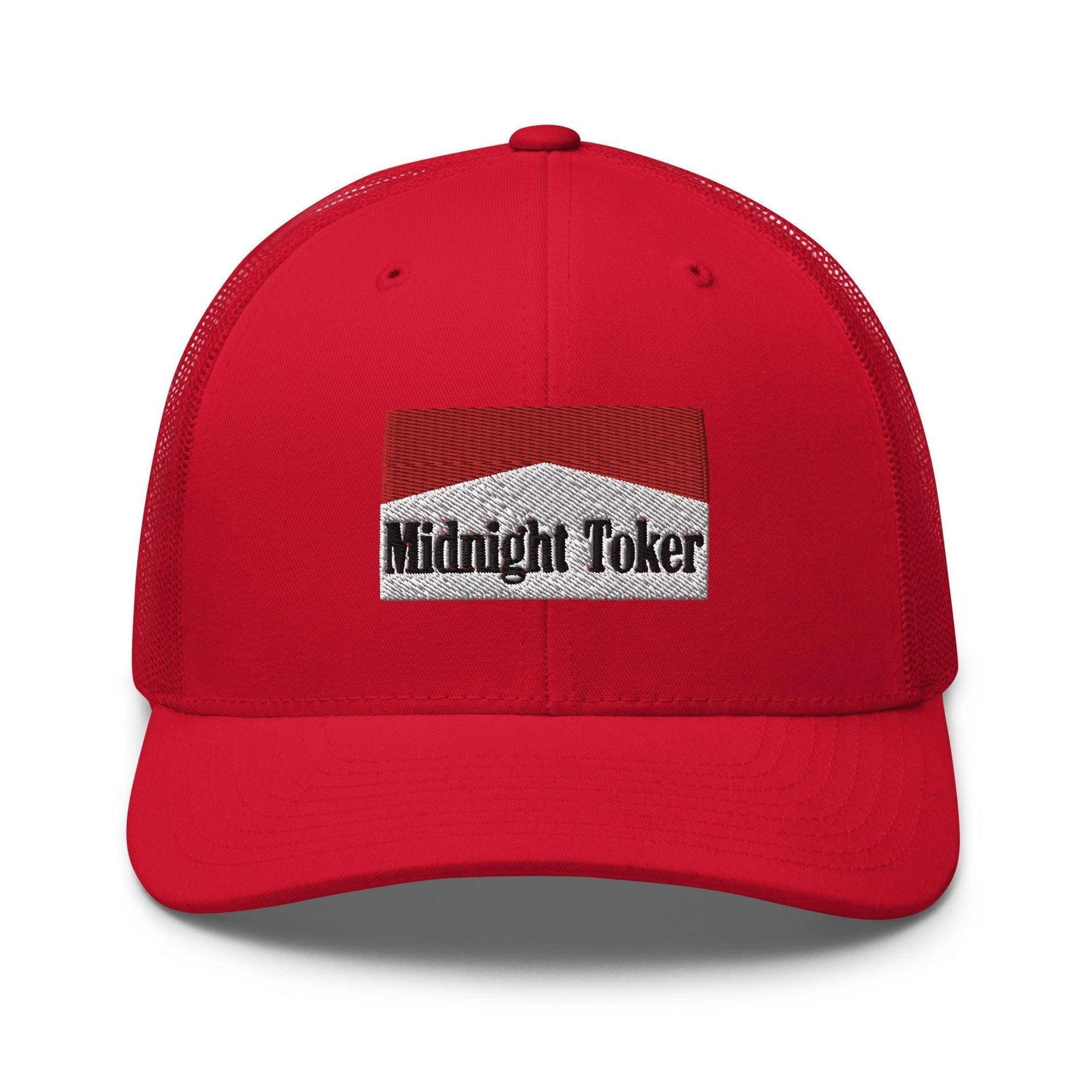 Midnight Toker Retro Trucker Hat Red Capital Crowns Funny Trucker Hats