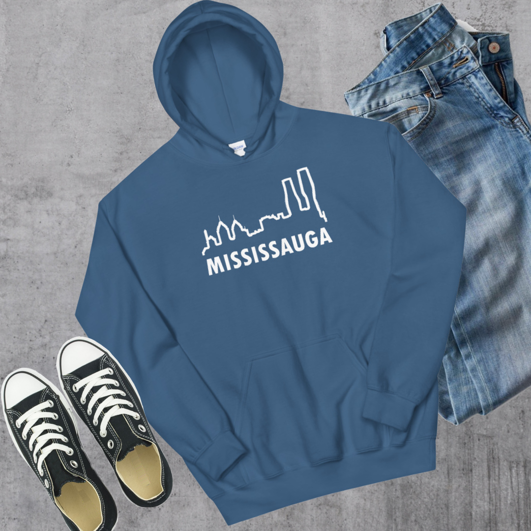 Mississauga Skyline Hoodie Indigo Blue Canadian City Apparel