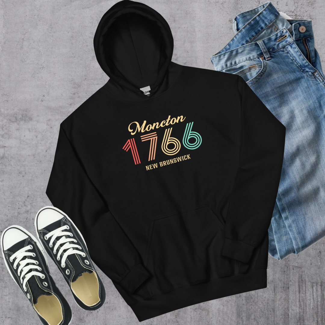 Moncton Vintage Hoodie Black Canadian City Apparel