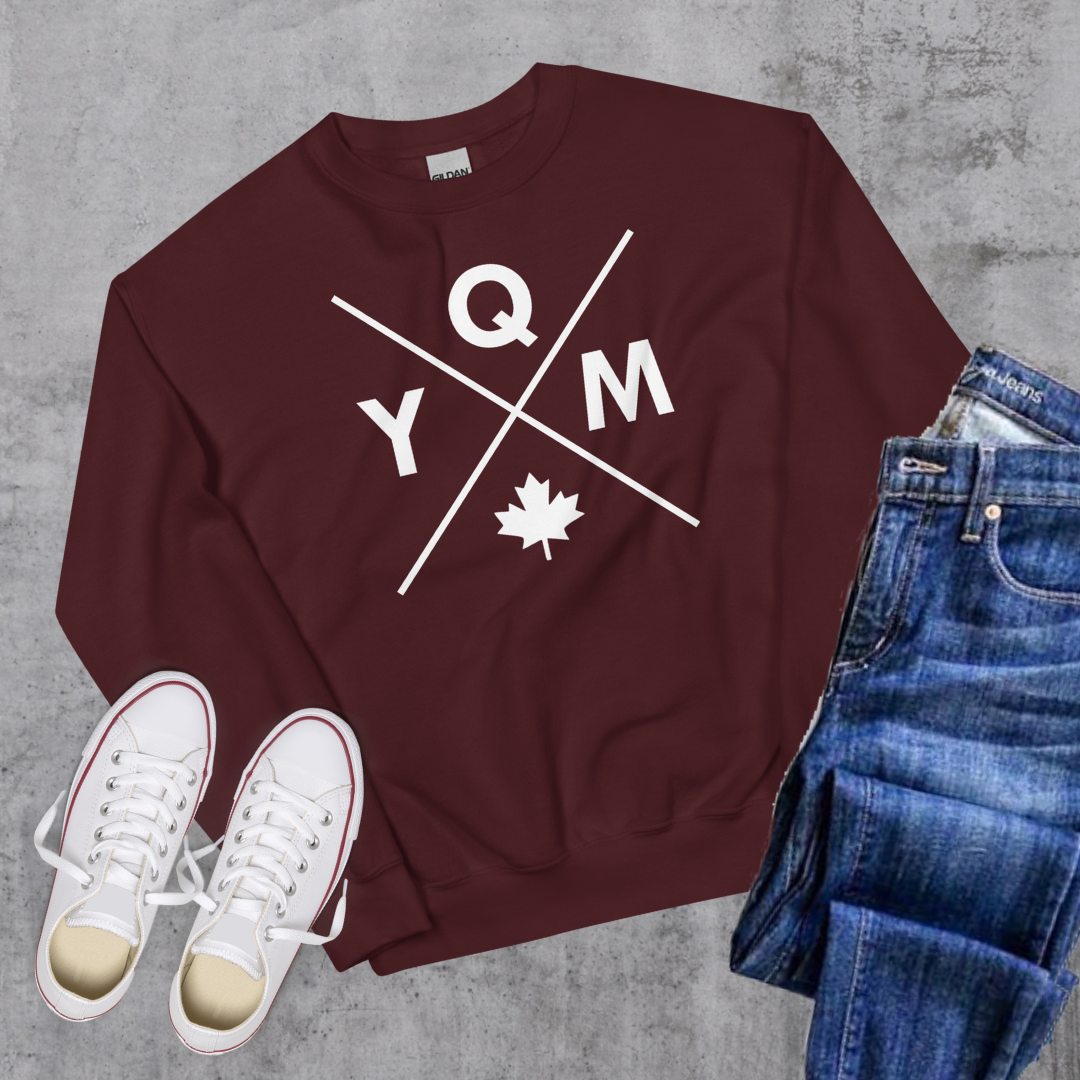 Moncton YQM X Crewneck Maroon Canadian City Apparel