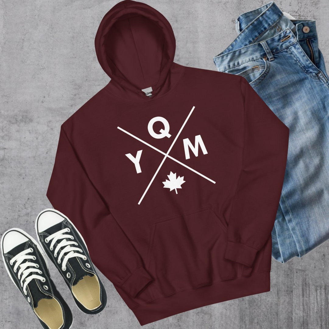 Moncton YQM X Hoodie Maroon Canadian City Apparel