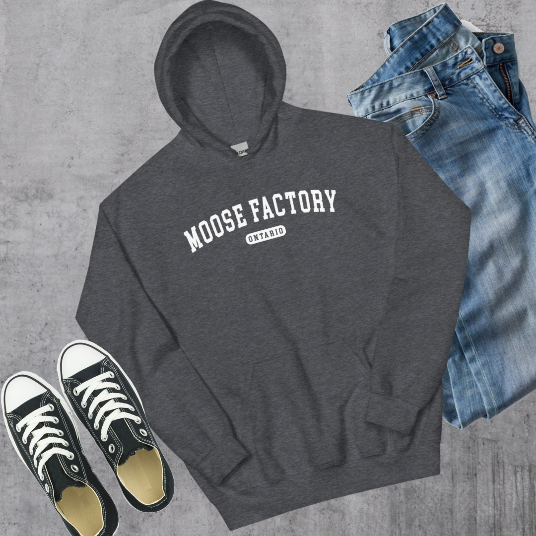 Moose Factory College Hoodie Dark Heather Canadian City Apparel
