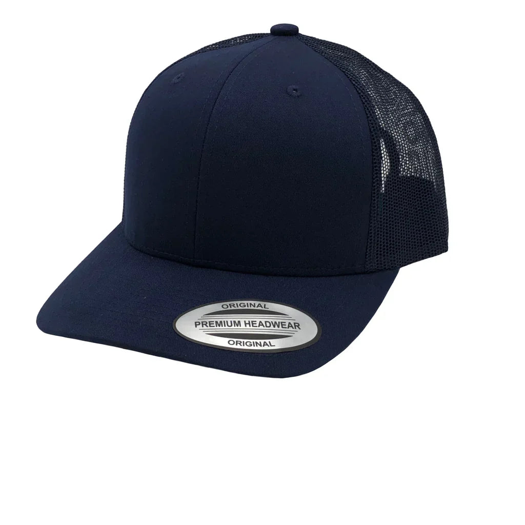 GNV-6606T - Premium Trucker Mesh Cap Navy ONE SIZE 6 PANELS CAP COTTON / POLYESTER CURVE headwear MESH mid profile nissi caps SNAPBACK STRUCTURED TRUCKER MESH UNISEX