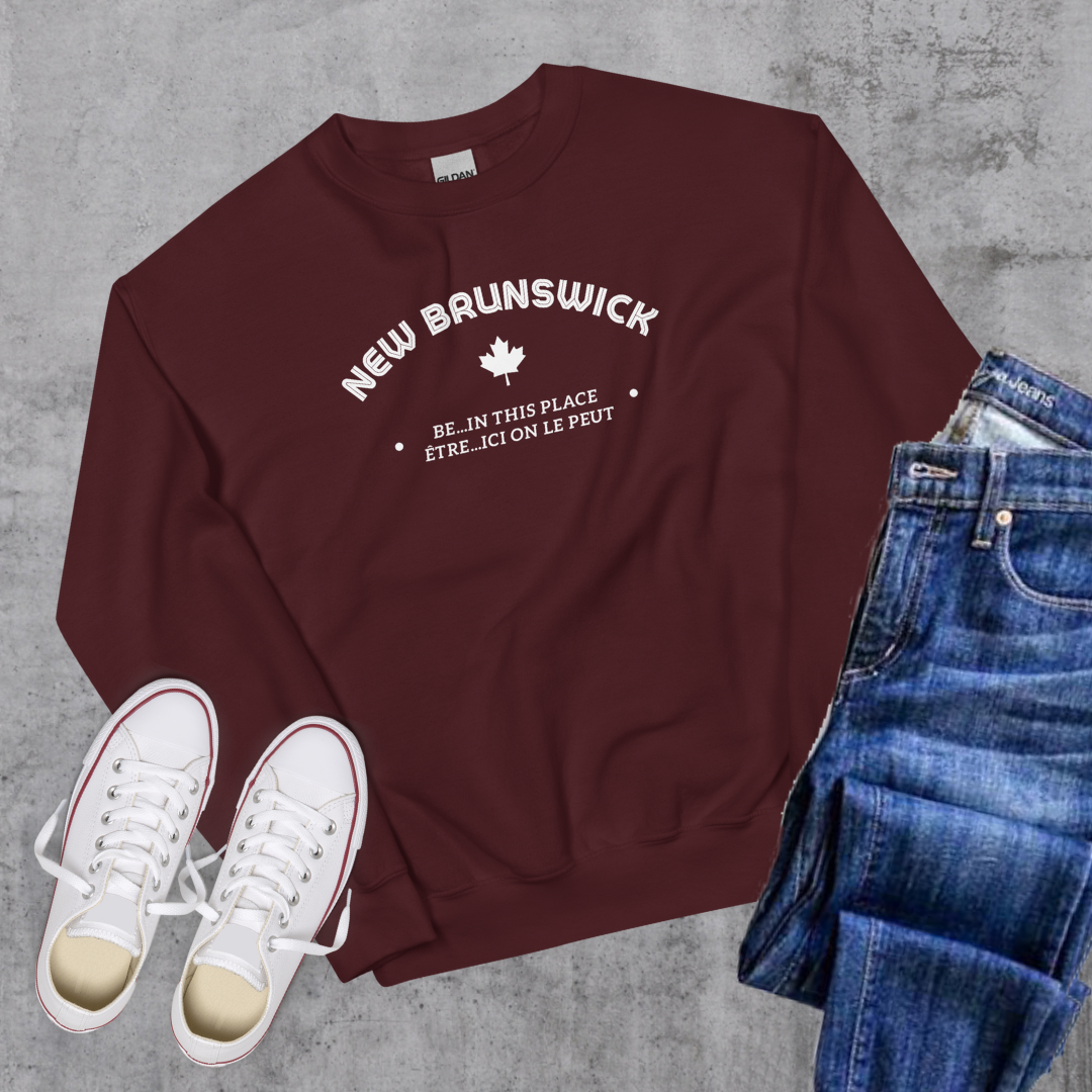 New Brunswick License Crewneck Maroon Canadian City Apparel New Brunswick