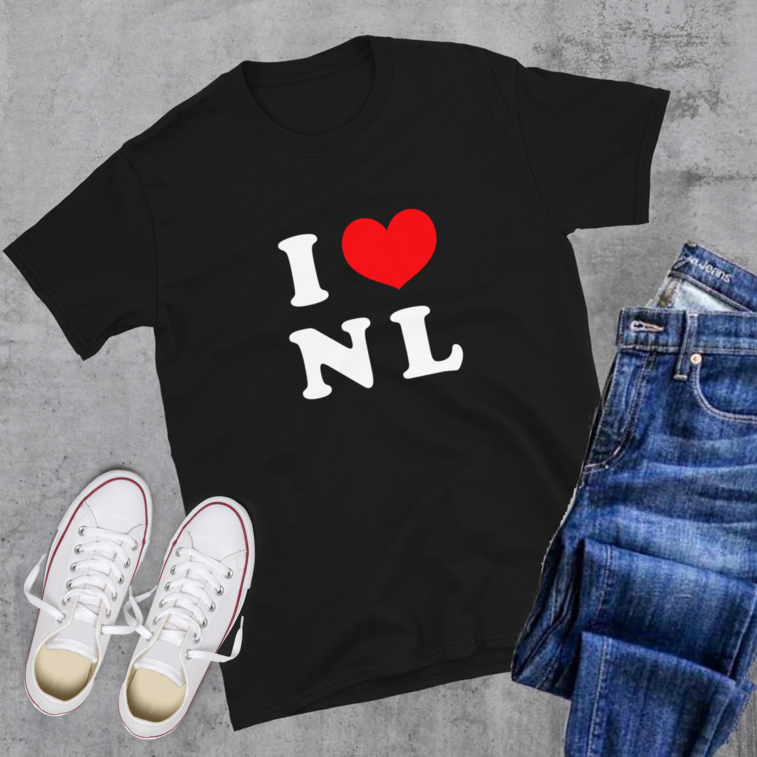 I ❤️ NL Tee Black Canadian City Apparel Newfoundland