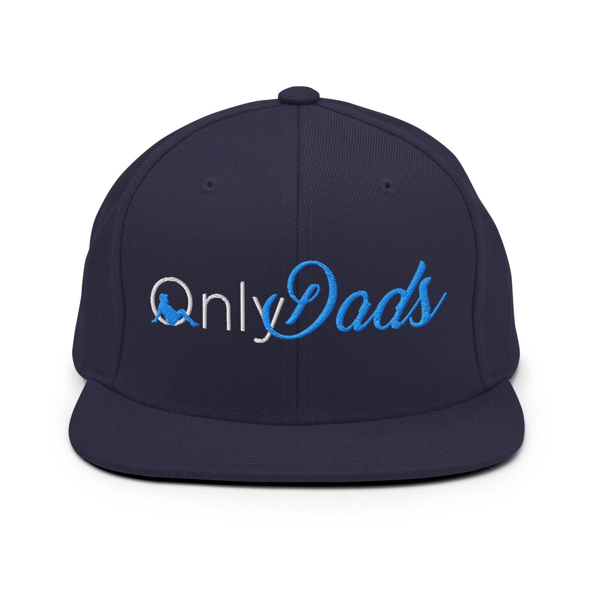 Only Dads Embroidered Flat Bill Brim Snapback Hat Navy Capital Crowns Funny Snapback Hats