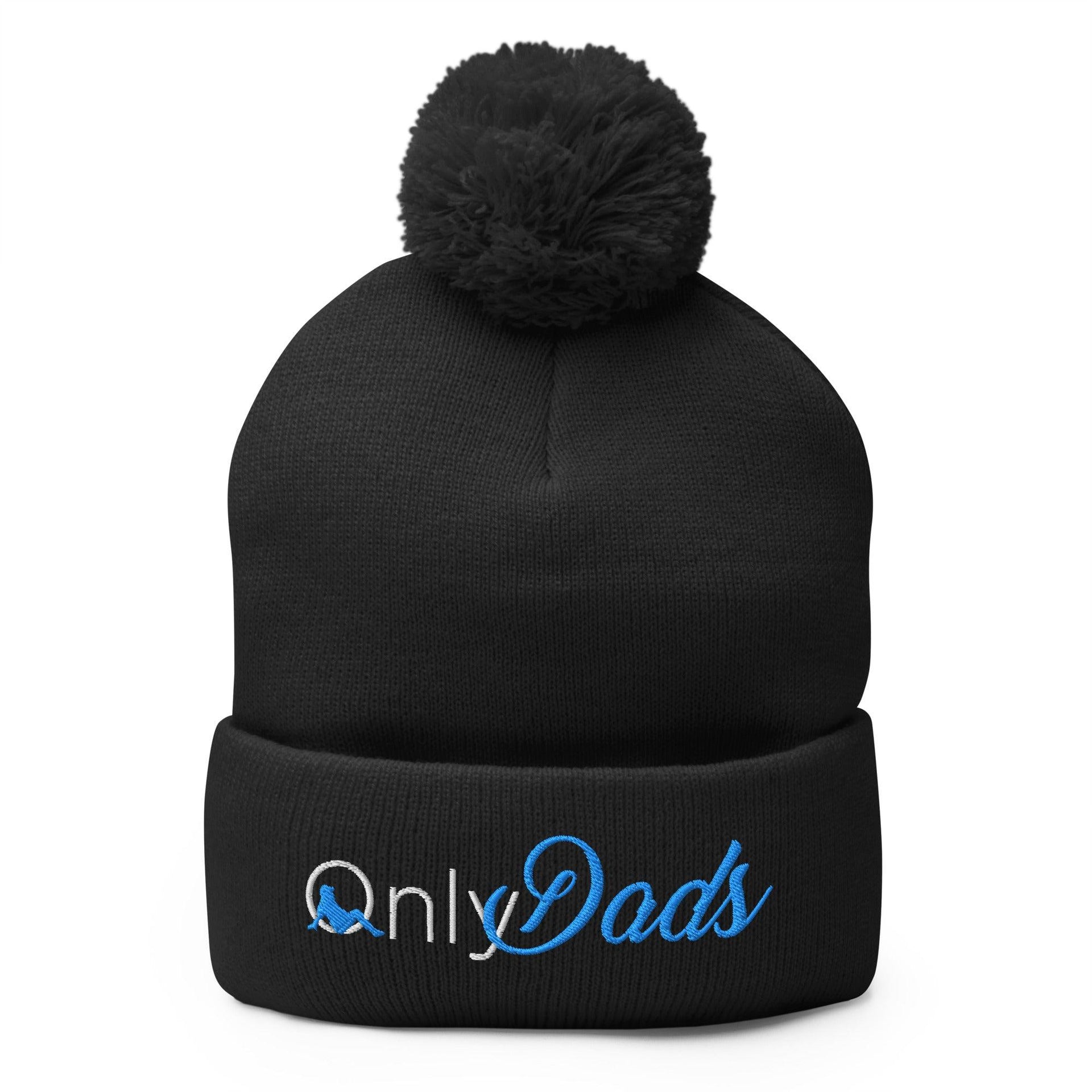 Only Dads Embroidered Knit Pom Pom Beanie Black Beanies Capital Crowns Funny