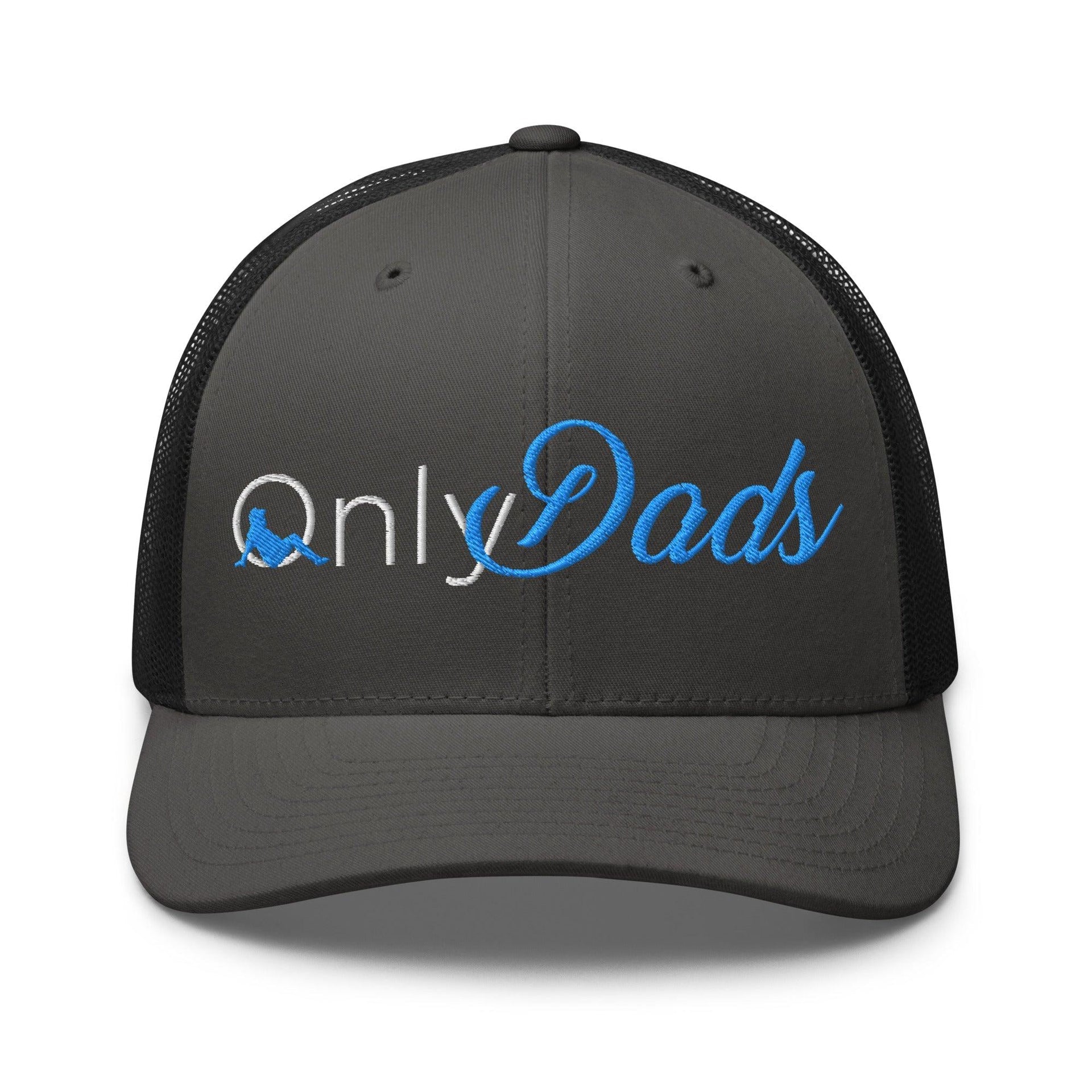 Only Dads Embroidered Mesh Trucker Hat Charcoal Black Capital Crowns Funny Trucker Hats