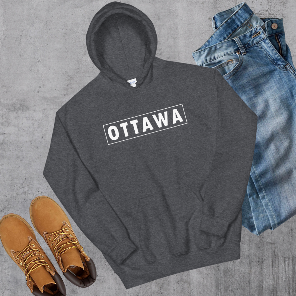 Ottawa Box Hoodie Dark Heather Canadian City Apparel