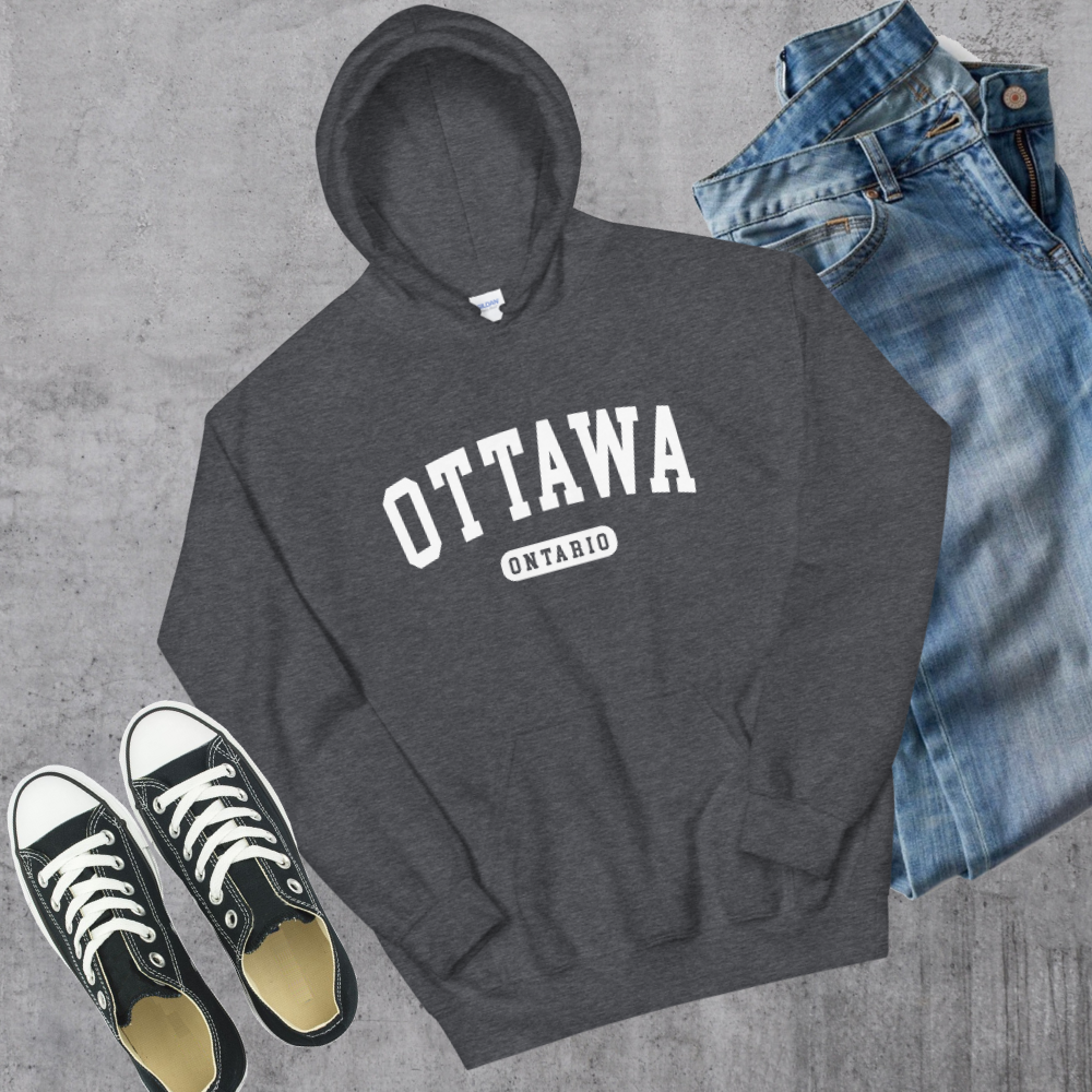 Ottawa College Hoodie Dark Heather Canadian City Apparel