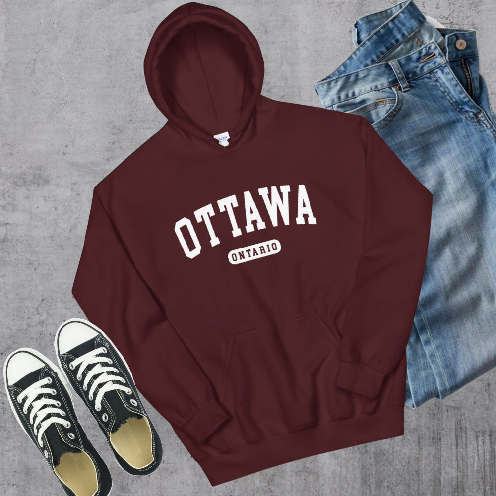 Ottawa College Hoodie Maroon Canadian City Apparel