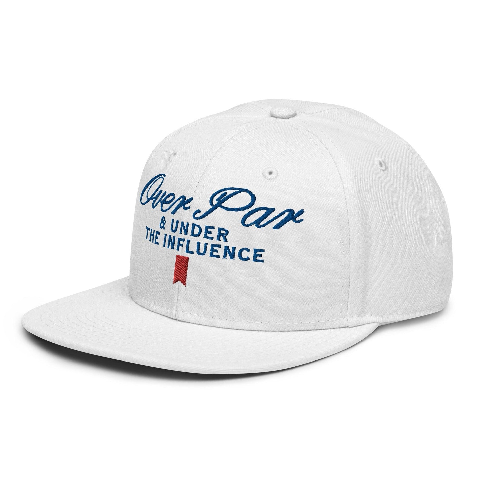 Over Par and Under the Influence Flat Bill Brim Snapback Hat Capital Crowns Funny Golf Snapback Hats