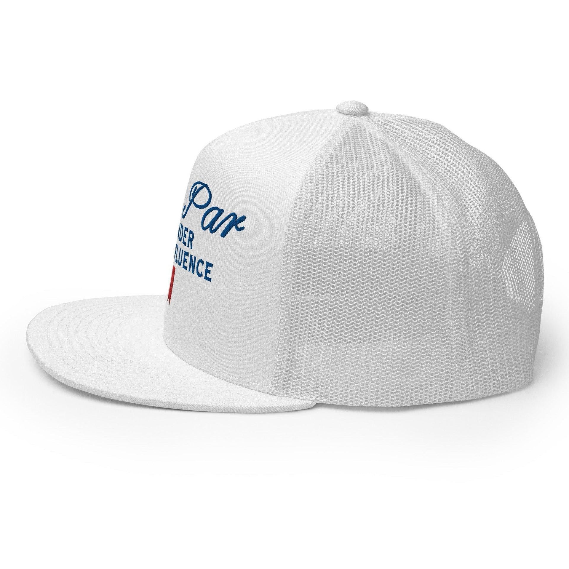 Over Par and Under the Influence Flat Bill Brim Trucker Hat Capital Crowns Funny Golf Snapback Hats Trucker Hats