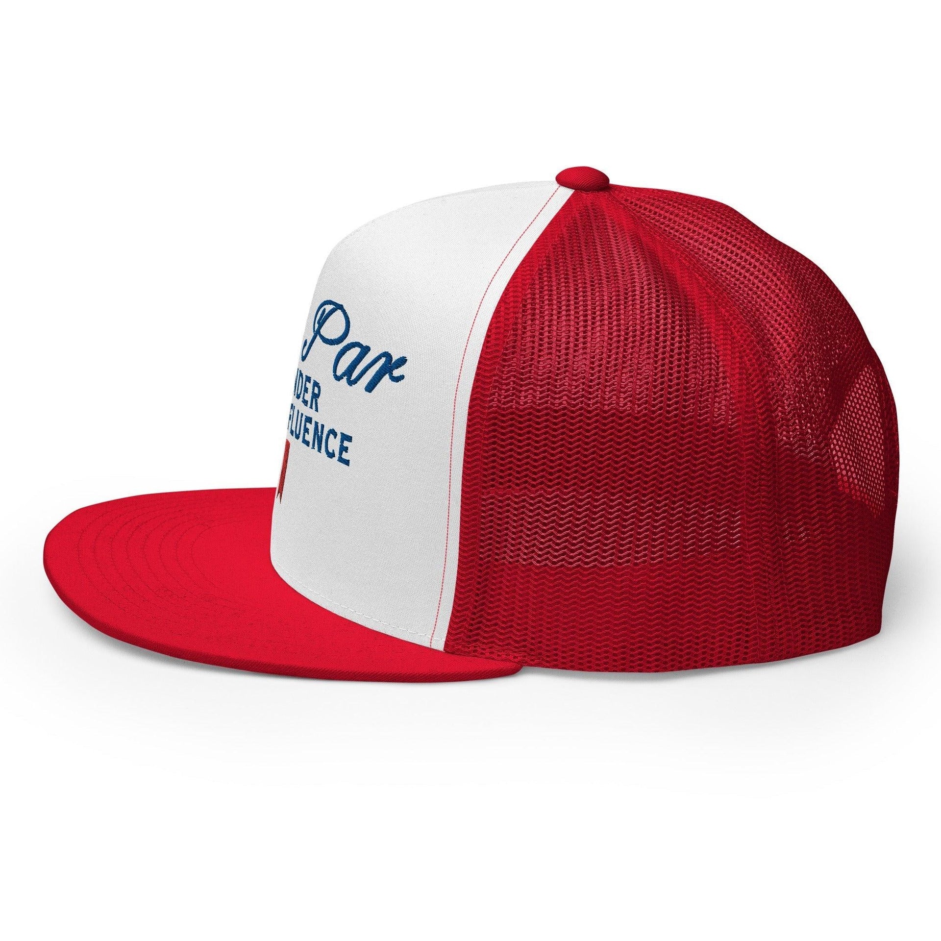 Over Par and Under the Influence Flat Bill Brim Trucker Hat Capital Crowns Funny Golf Snapback Hats Trucker Hats