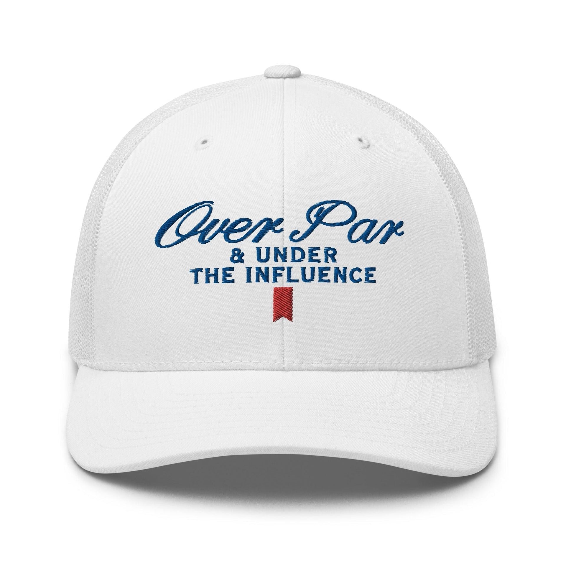 Over Par and Under the Influence Retro Trucker Hat White Capital Crowns Funny Golf Trucker Hats