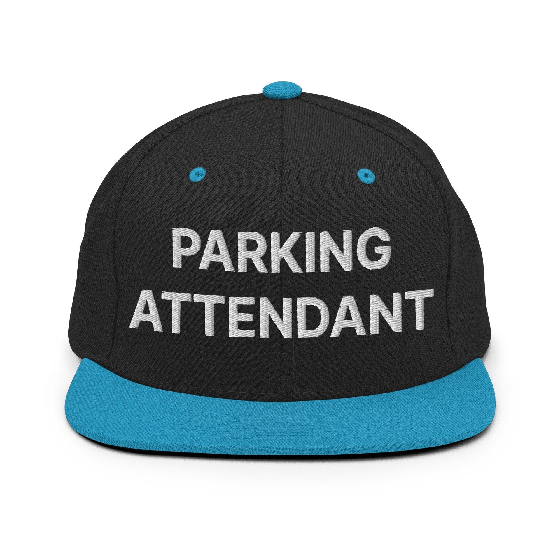 Parking Attendant Uniform Work Embroidered Flat Bill Brim Snapback Hat Black Teal Capital Crowns Snapback Hats Work