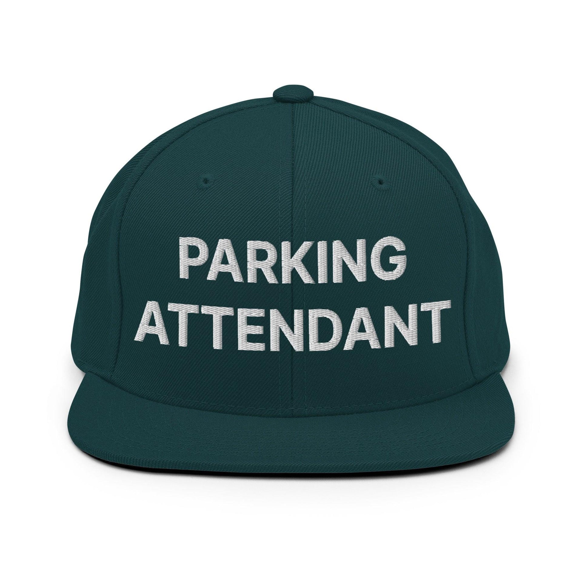 Parking Attendant Uniform Work Embroidered Flat Bill Brim Snapback Hat Spruce Capital Crowns Snapback Hats Work