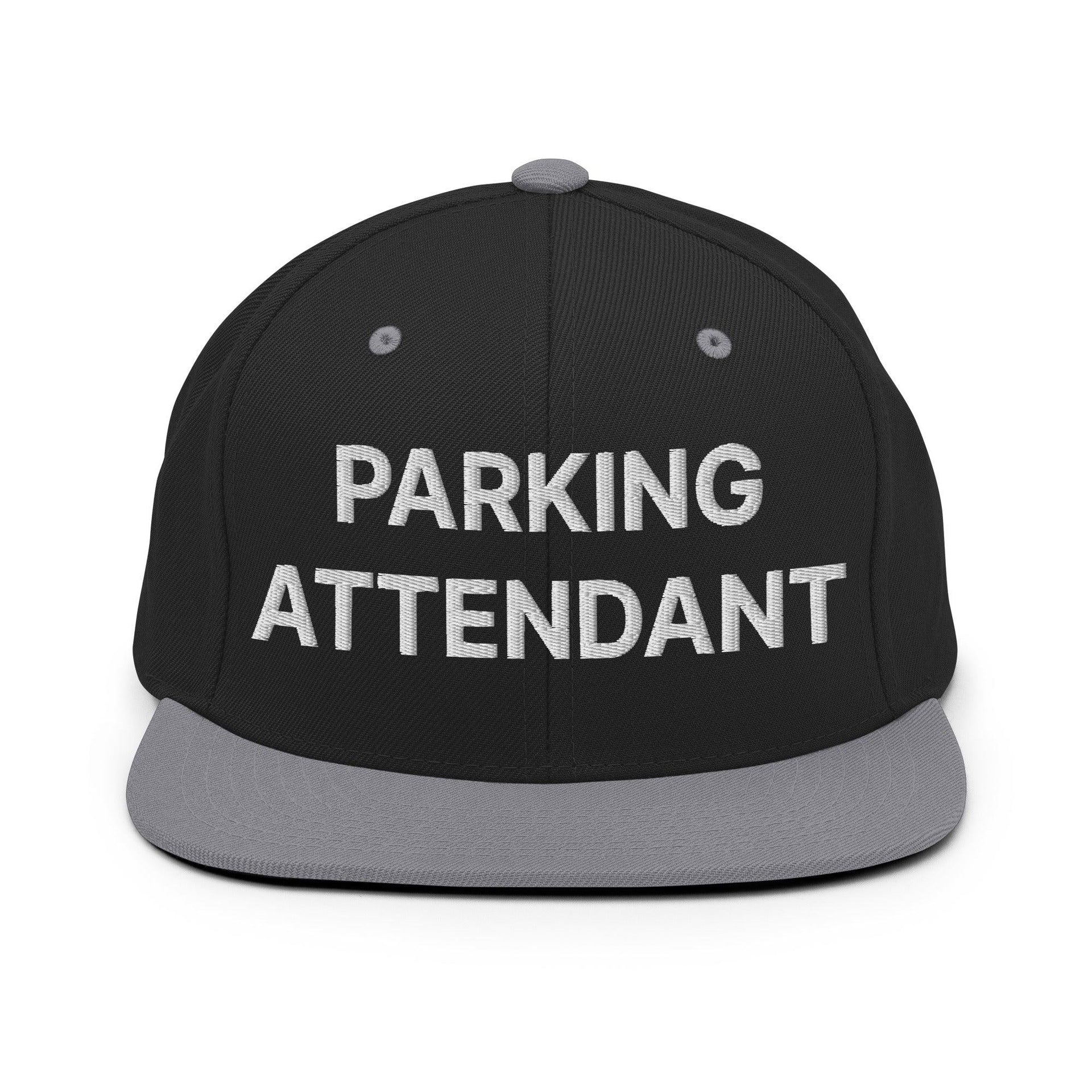 Parking Attendant Uniform Work Embroidered Flat Bill Brim Snapback Hat Black Silver Capital Crowns Snapback Hats Work