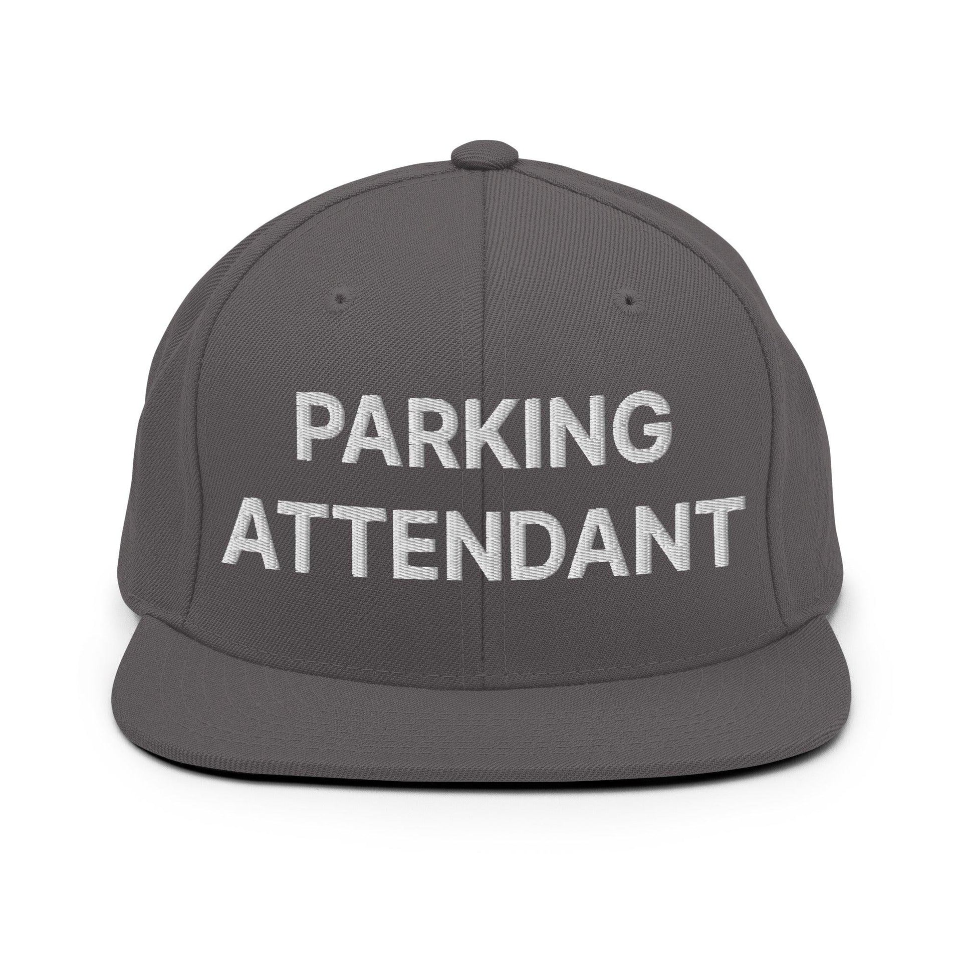 Parking Attendant Uniform Work Embroidered Flat Bill Brim Snapback Hat Dark Grey Capital Crowns Snapback Hats Work