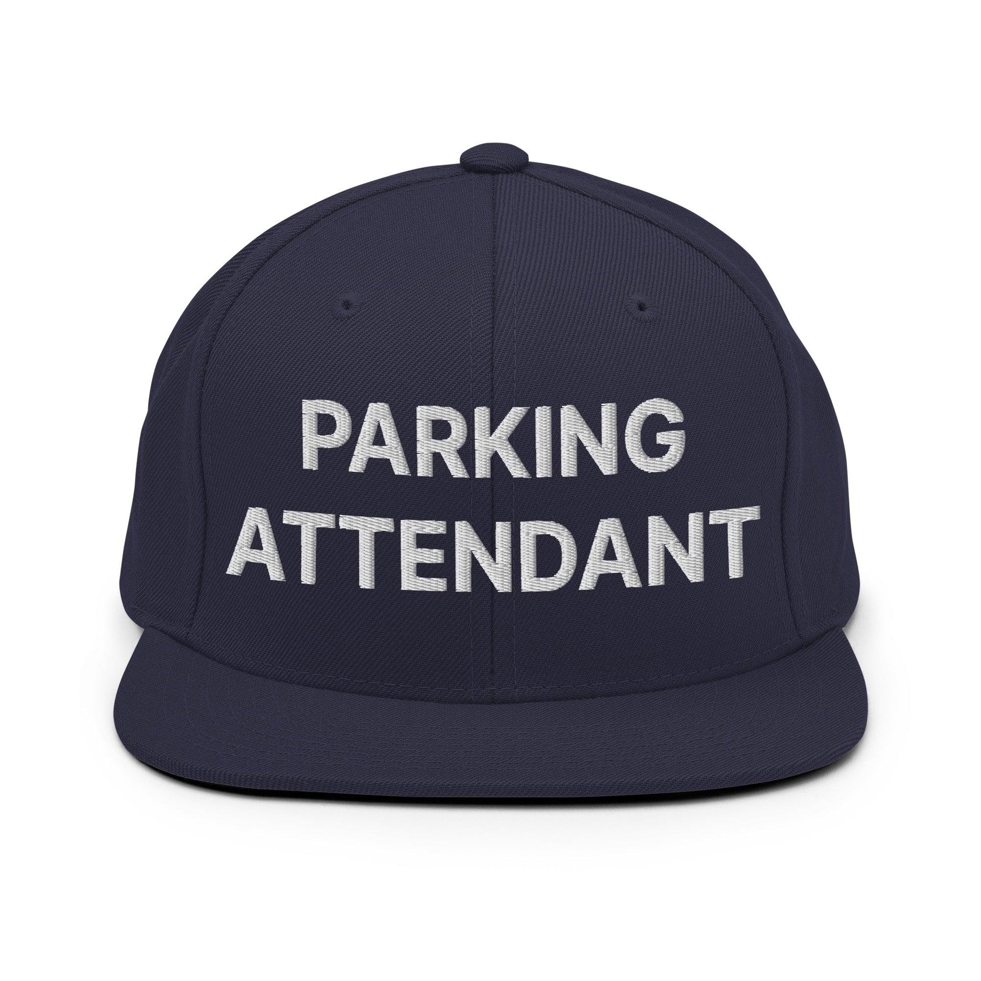 Parking Attendant Uniform Work Embroidered Flat Bill Brim Snapback Hat Navy Capital Crowns Snapback Hats Work