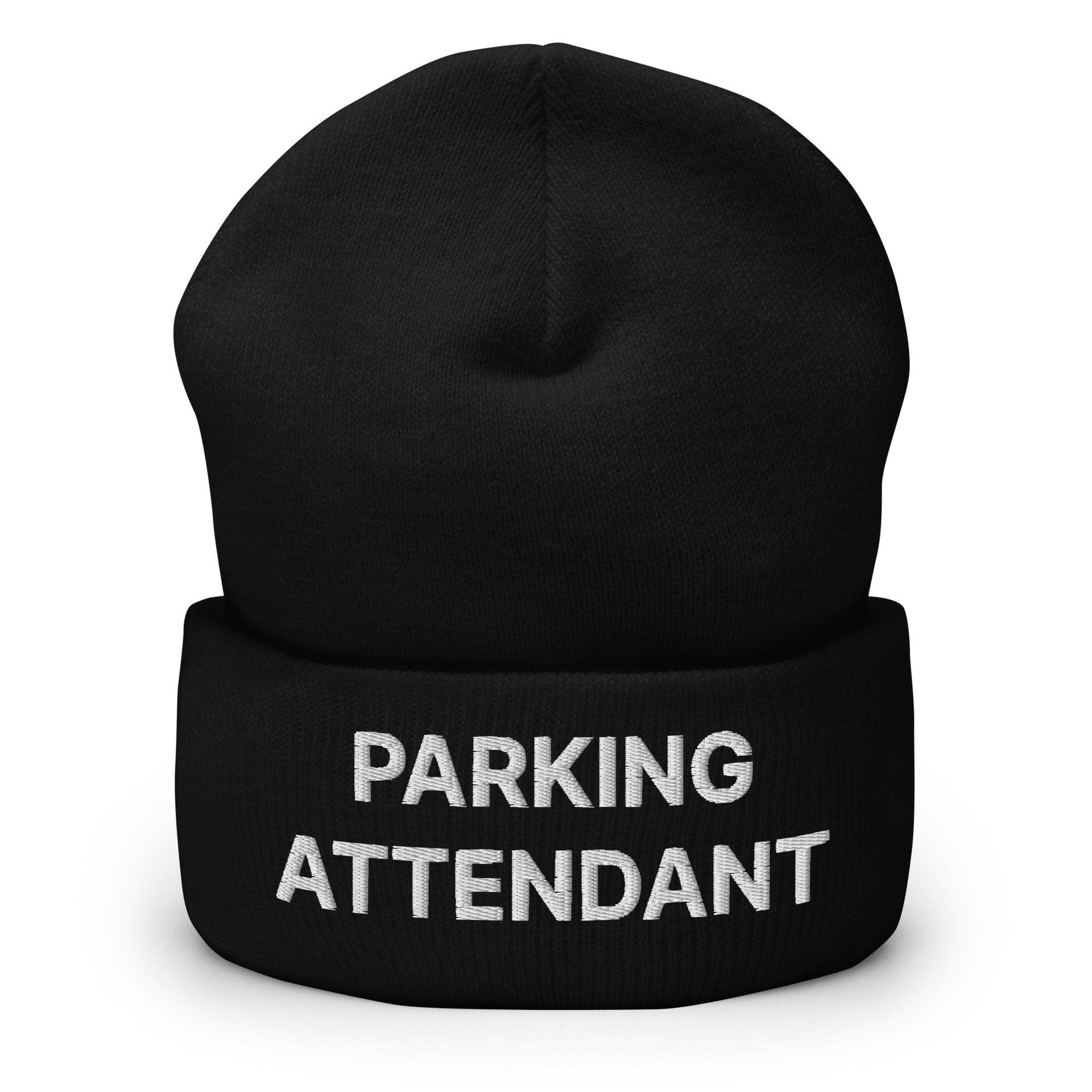 Parking Attendant Uniform Work Embroidered Knit Cuffed Beanie Black Beanies Capital Crowns Work