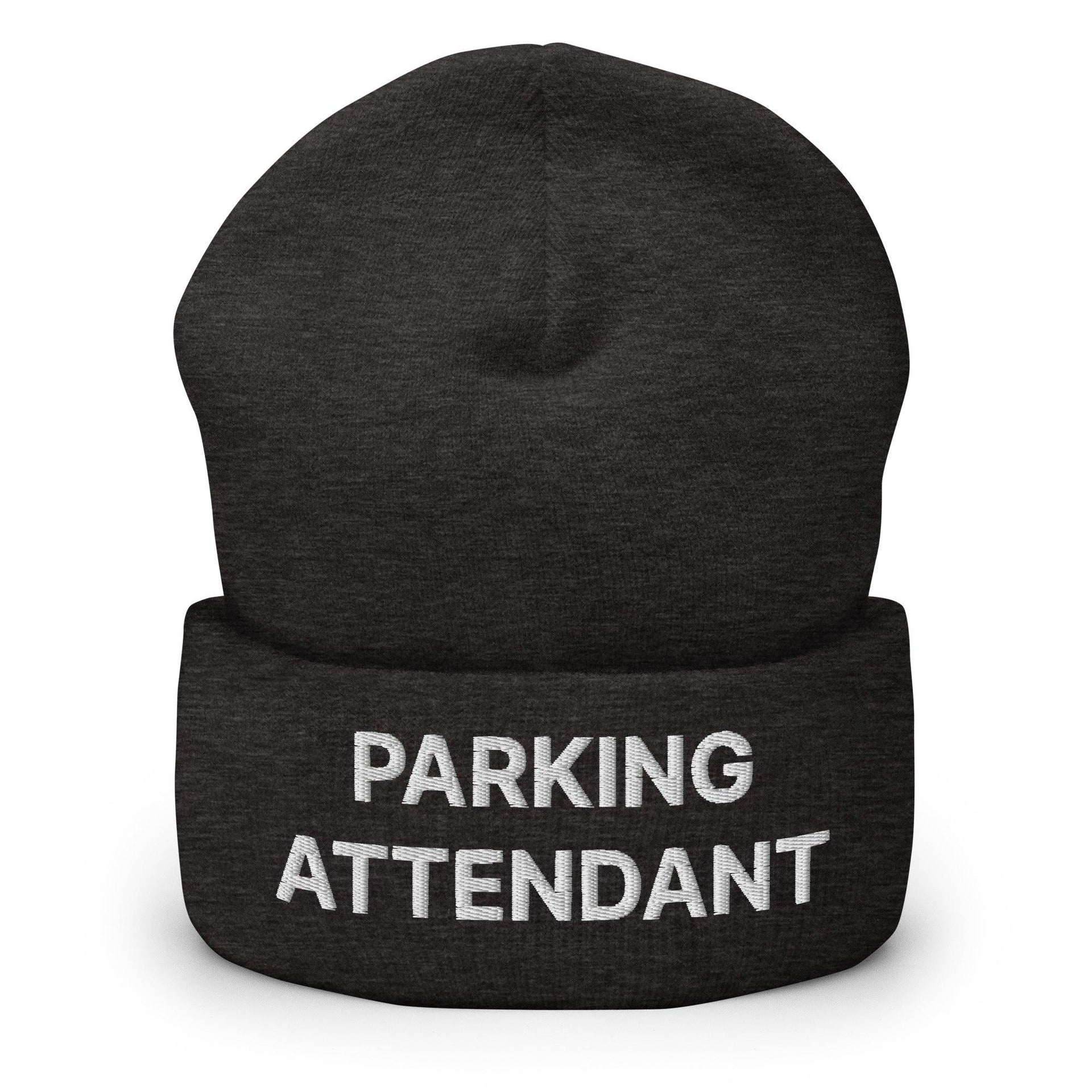 Parking Attendant Uniform Work Embroidered Knit Cuffed Beanie Dark Grey Beanies Capital Crowns Work