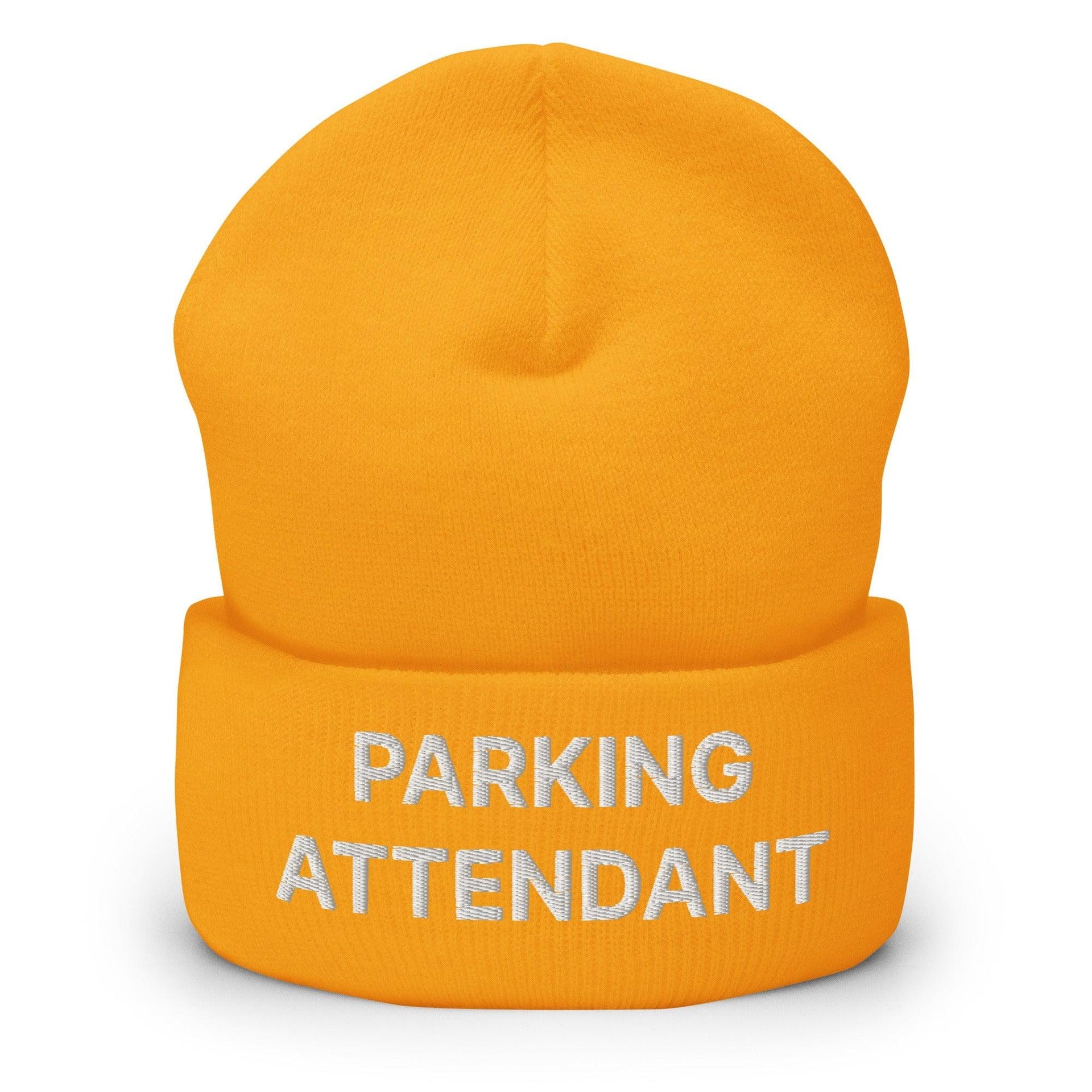 Parking Attendant Uniform Work Embroidered Knit Cuffed Beanie Gold Beanies Capital Crowns Work