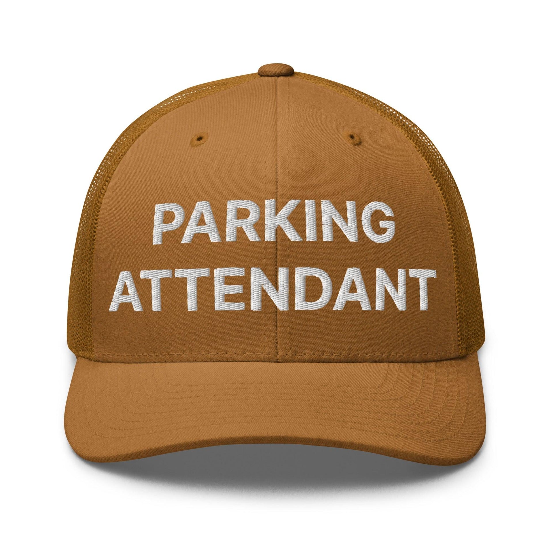Parking Attendant Work Block Embroidered Mesh Trucker Hat Caramel Capital Crowns Trucker Hats Work