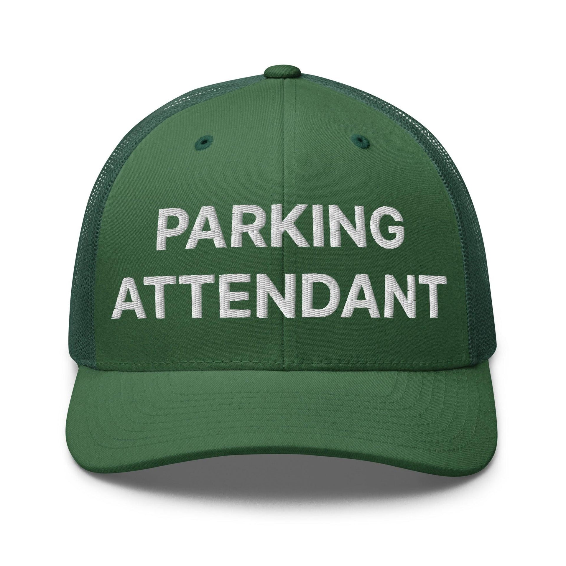 Parking Attendant Work Block Embroidered Mesh Trucker Hat Evergreen Capital Crowns Trucker Hats Work