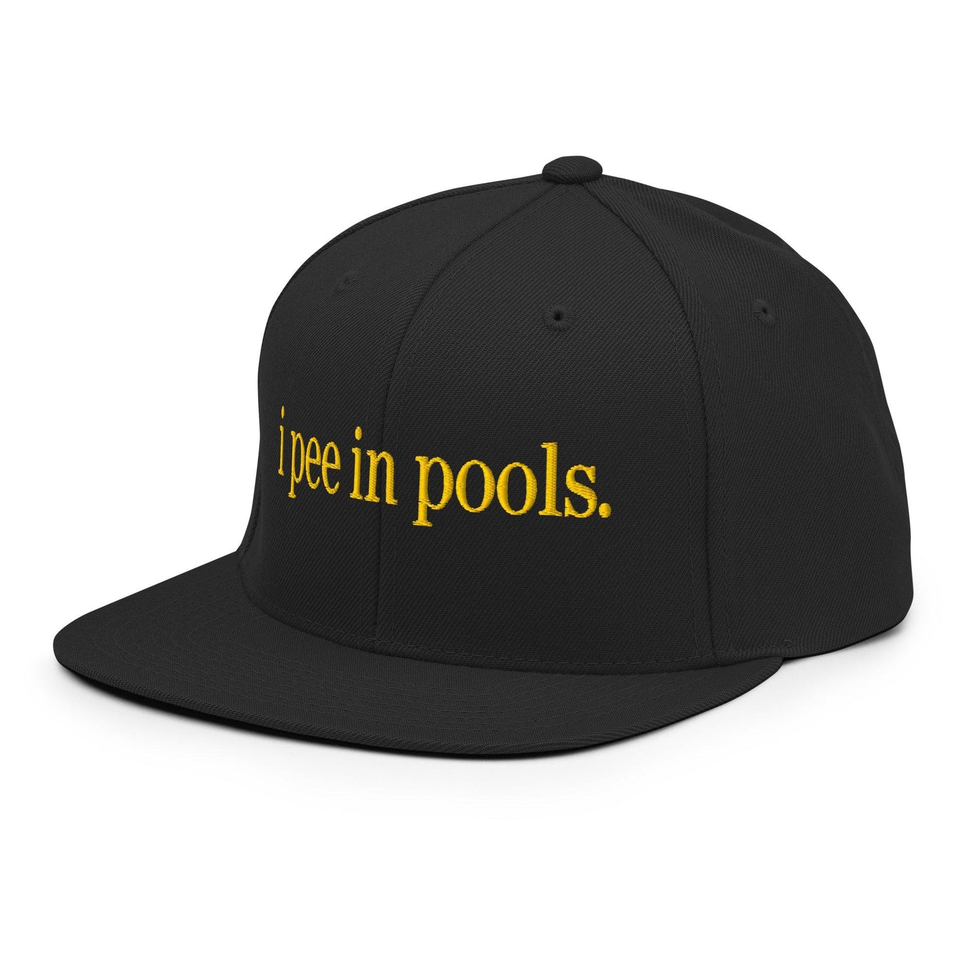 I Pee in Pools Embroidered Flat Bill Brim Snapback Hat Capital Crowns Funny Snapback Hats