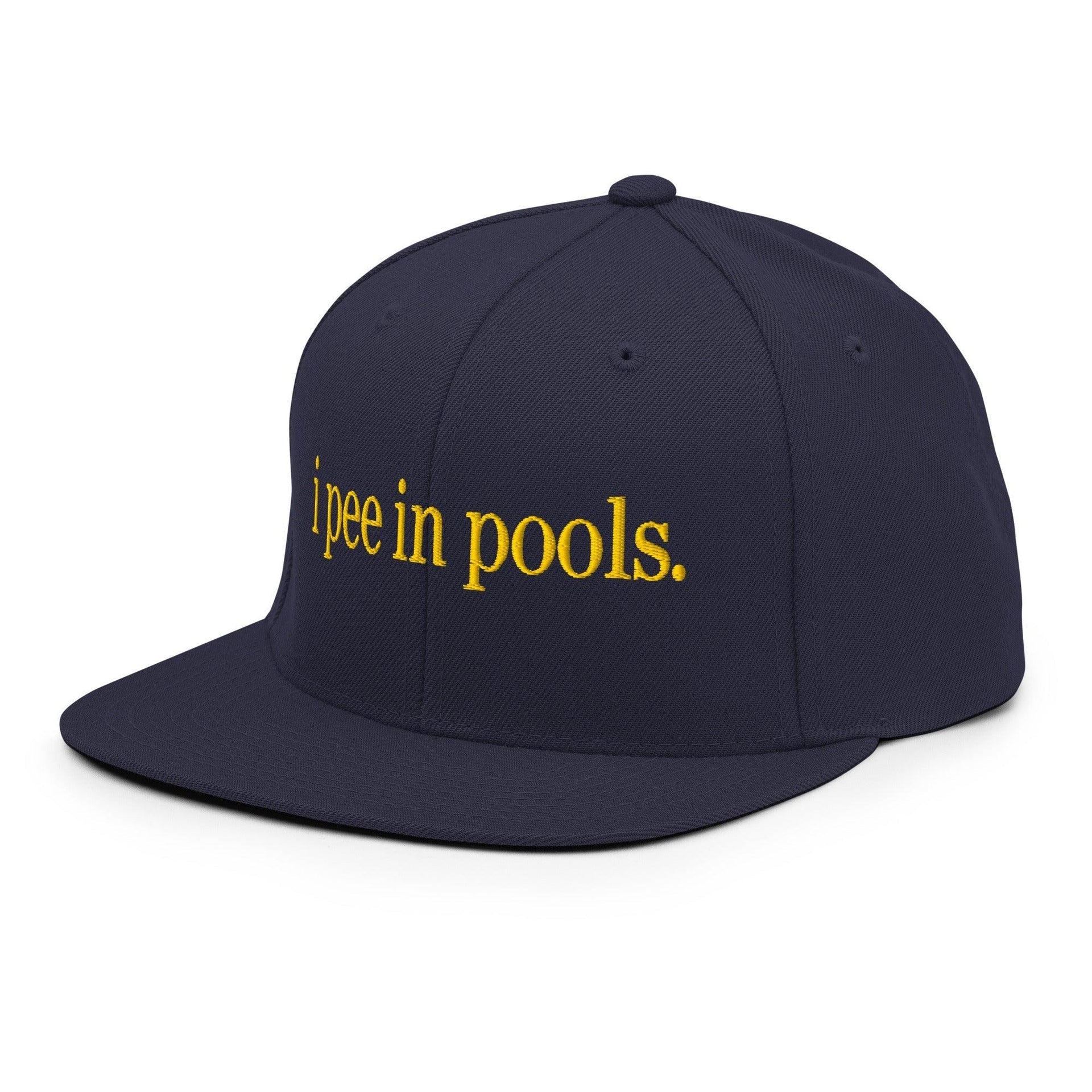 I Pee in Pools Embroidered Flat Bill Brim Snapback Hat Capital Crowns Funny Snapback Hats