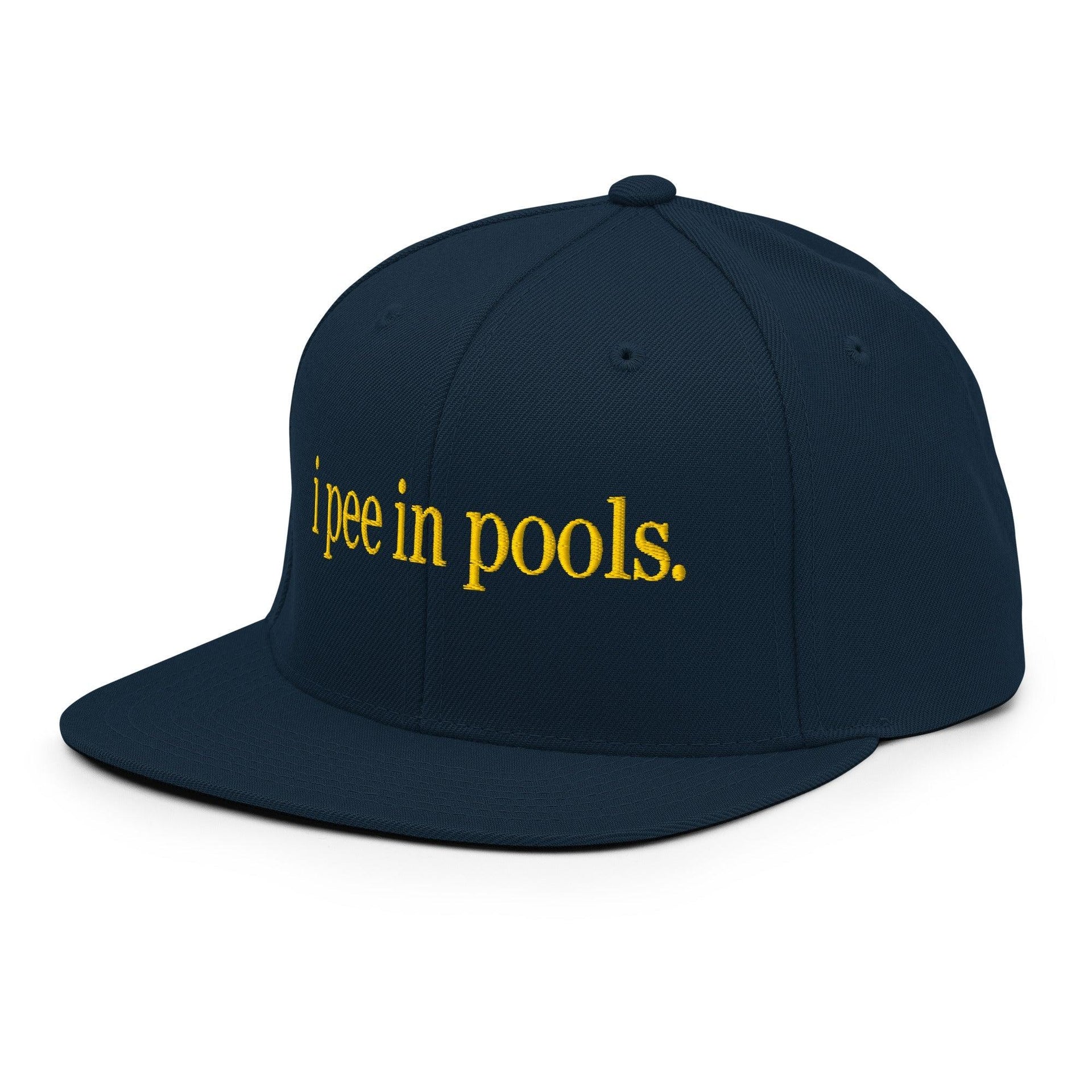 I Pee in Pools Embroidered Flat Bill Brim Snapback Hat Capital Crowns Funny Snapback Hats
